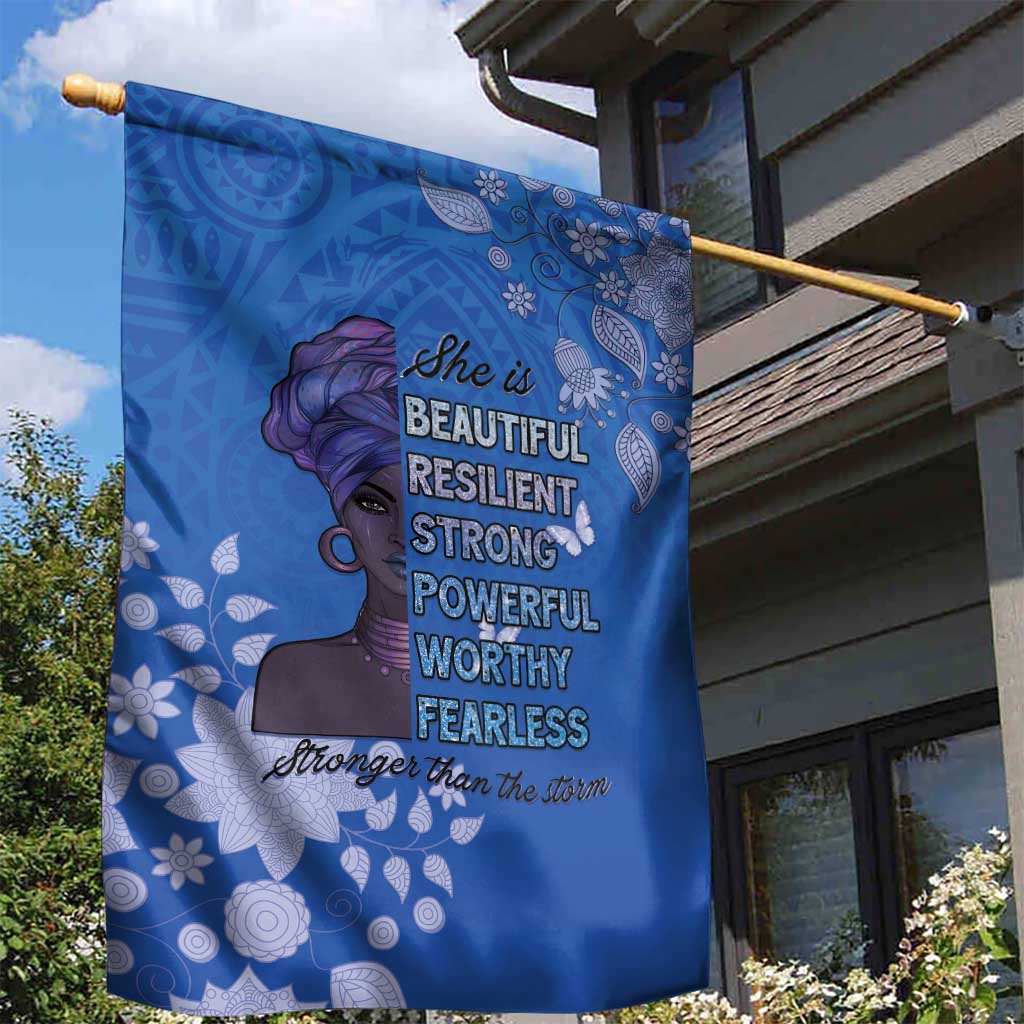 African Women Garden Flag Black Beautiful Brave and Bressed - Blue Color - Wonder Print Shop