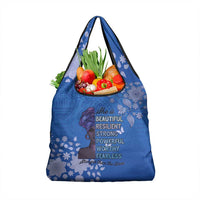 African Women Grocery Bag Black Beautiful Brave and Bressed - Blue Color - Wonder Print Shop