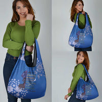 African Women Grocery Bag Black Beautiful Brave and Bressed - Blue Color - Wonder Print Shop