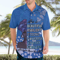 African Women Hawaiian Shirt Black Beautiful Brave and Bressed - Blue Color - Wonder Print Shop
