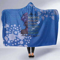 African Women Hooded Blanket Black Beautiful Brave and Bressed - Blue Color - Wonder Print Shop