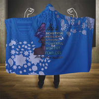 African Women Hooded Blanket Black Beautiful Brave and Bressed - Blue Color - Wonder Print Shop