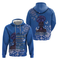African Women Hoodie Black Beautiful Brave and Bressed - Blue Color - Wonder Print Shop