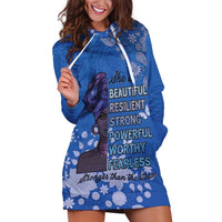 African Women Hoodie Dress Black Beautiful Brave and Bressed - Blue Color - Wonder Print Shop