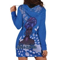 African Women Hoodie Dress Black Beautiful Brave and Bressed - Blue Color - Wonder Print Shop