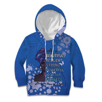 African Women Kid Hoodie Black Beautiful Brave and Bressed - Blue Color - Wonder Print Shop