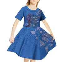 African Women Kid Short Sleeve Dress Black Beautiful Brave and Bressed - Blue Color - Wonder Print Shop
