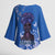 African Women Kimono Sleeve Blouse Black Beautiful Brave and Bressed - Blue Color - Wonder Print Shop