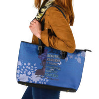 African Women Leather Tote Bag Black Beautiful Brave and Bressed - Blue Color - Wonder Print Shop