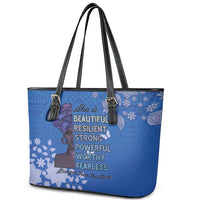African Women Leather Tote Bag Black Beautiful Brave and Bressed - Blue Color - Wonder Print Shop