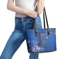 African Women Leather Tote Bag Black Beautiful Brave and Bressed - Blue Color - Wonder Print Shop