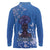 African Women Long Sleeve Polo Shirt Black Beautiful Brave and Bressed - Blue Color - Wonder Print Shop