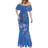 African Women Mermaid Dress Black Beautiful Brave and Bressed - Blue Color - Wonder Print Shop