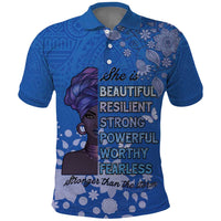African Women Polo Shirt Black Beautiful Brave and Bressed - Blue Color - Wonder Print Shop
