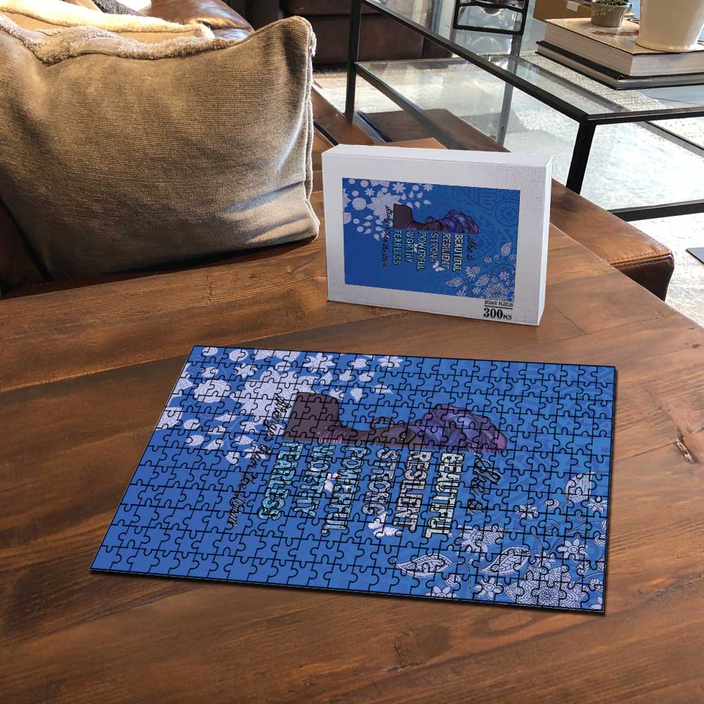 African Women Puzzle Black Beautiful Brave and Bressed - Blue Color - Wonder Print Shop