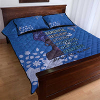 African Women Quilt Bed Set Black Beautiful Brave and Bressed - Blue Color - Wonder Print Shop