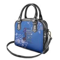 African Women Shoulder Handbag Black Beautiful Brave and Bressed - Blue Color - Wonder Print Shop
