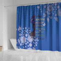 African Women Shower Curtain Black Beautiful Brave and Bressed - Blue Color - Wonder Print Shop