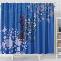 African Women Shower Curtain Black Beautiful Brave and Bressed - Blue Color - Wonder Print Shop