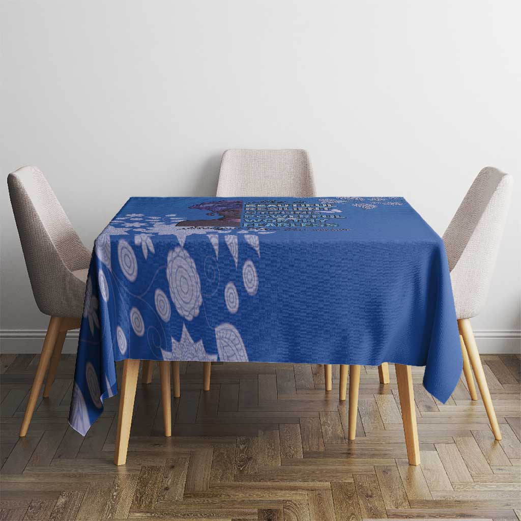 African Women Tablecloth Black Beautiful Brave and Bressed - Blue Color - Wonder Print Shop