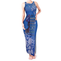 African Women Tank Maxi Dress Black Beautiful Brave and Bressed - Blue Color - Wonder Print Shop