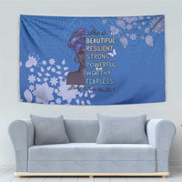 African Women Tapestry Black Beautiful Brave and Bressed - Blue Color - Wonder Print Shop