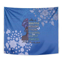African Women Tapestry Black Beautiful Brave and Bressed - Blue Color - Wonder Print Shop