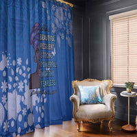 African Women Window Curtain Black Beautiful Brave and Bressed - Blue Color - Wonder Print Shop