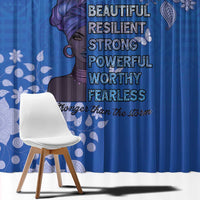 African Women Window Curtain Black Beautiful Brave and Bressed - Blue Color - Wonder Print Shop