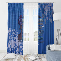 African Women Window Curtain Black Beautiful Brave and Bressed - Blue Color - Wonder Print Shop