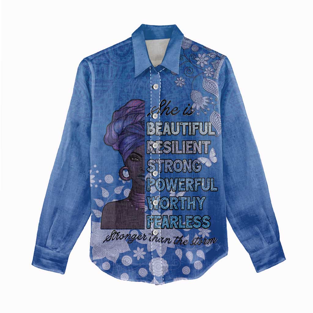 African Women Women Casual Shirt Black Beautiful Brave and Bressed - Blue Color - Wonder Print Shop