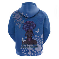 African Women Zip Hoodie Black Beautiful Brave and Bressed - Blue Color - Wonder Print Shop