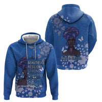 African Women Zip Hoodie Black Beautiful Brave and Bressed - Blue Color - Wonder Print Shop