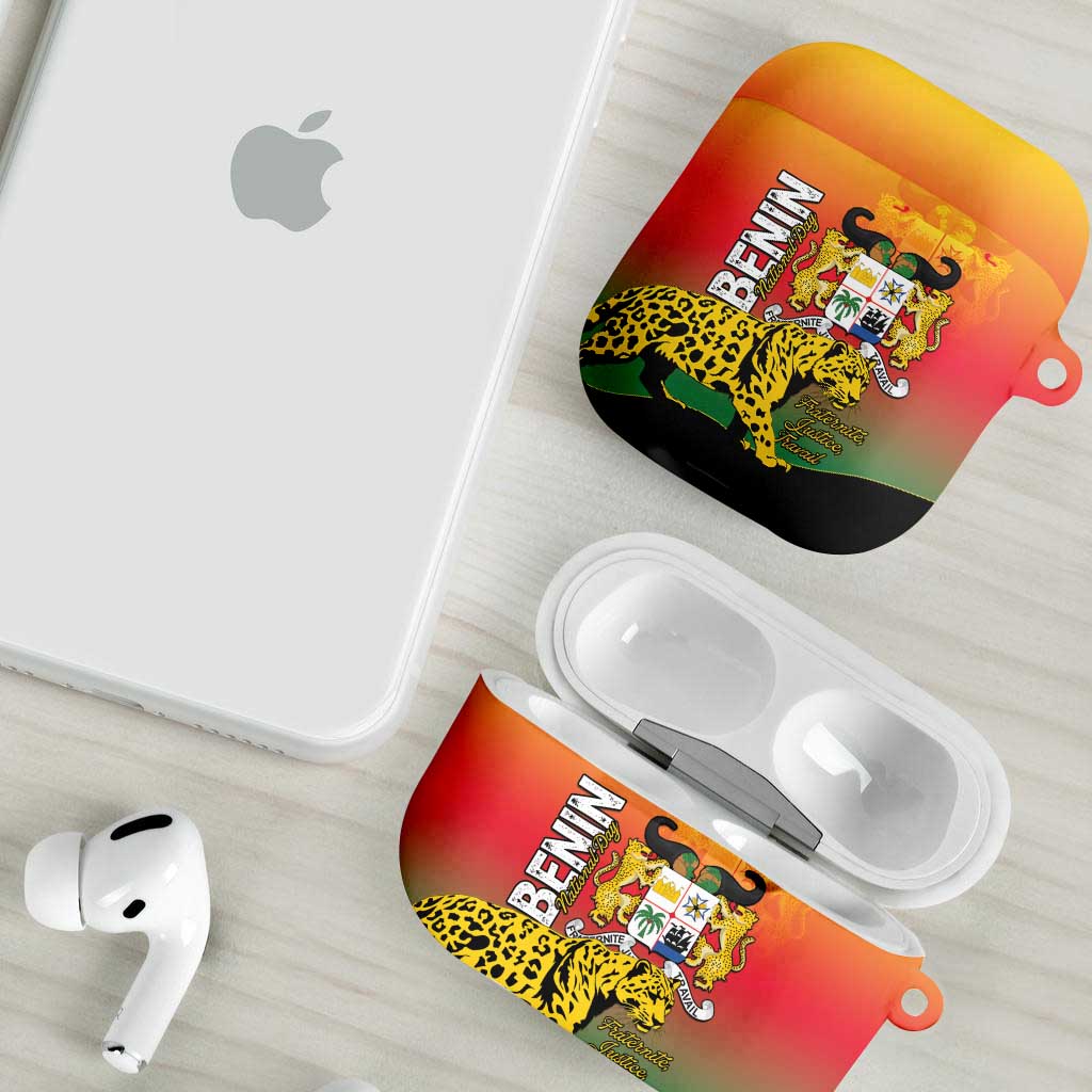 Benin National Day AirPods Case Leopard With Coat Of Arms - Wonder Print Shop