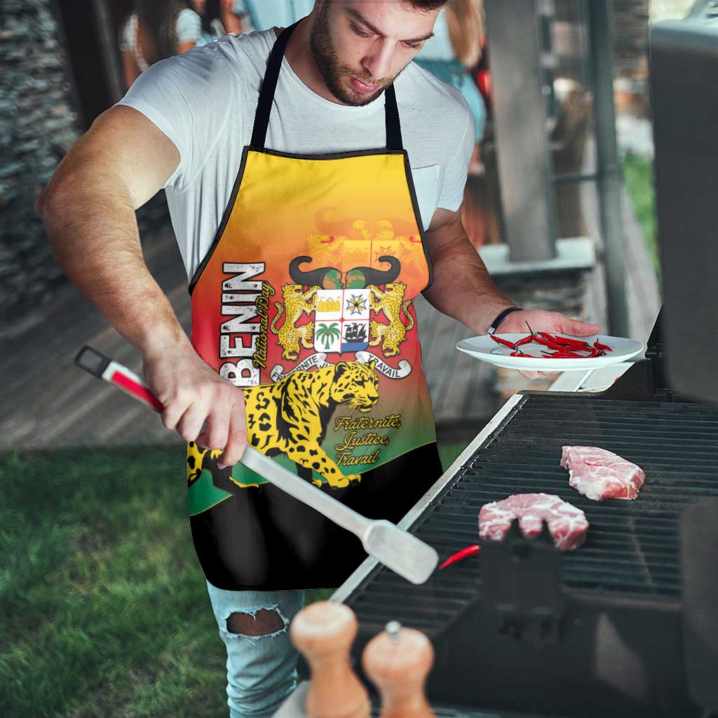 Benin National Day Apron Leopard With Coat Of Arms - Wonder Print Shop