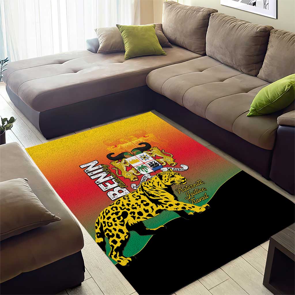 Benin National Day Area Rug Leopard With Coat Of Arms - Wonder Print Shop