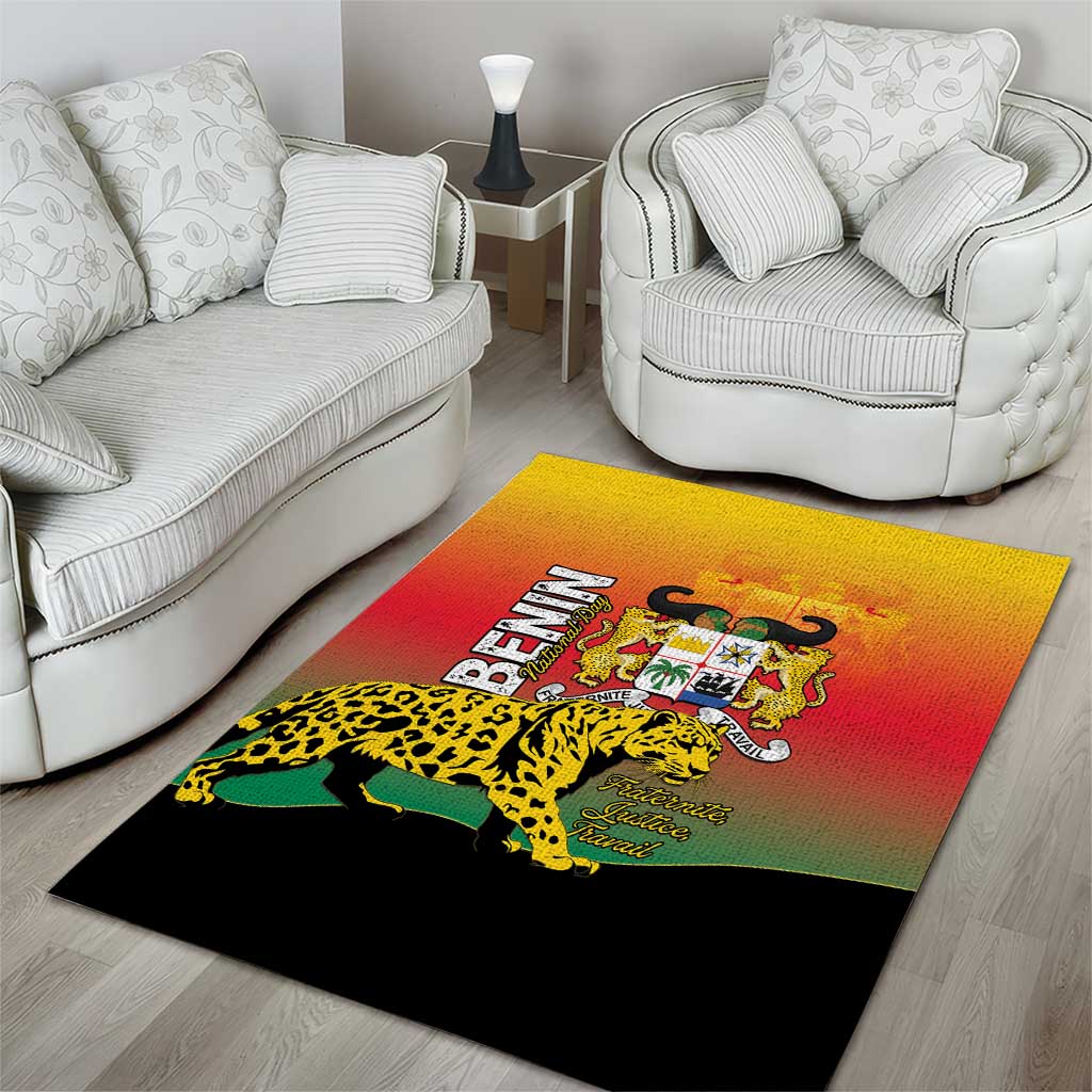 Benin National Day Area Rug Leopard With Coat Of Arms - Wonder Print Shop