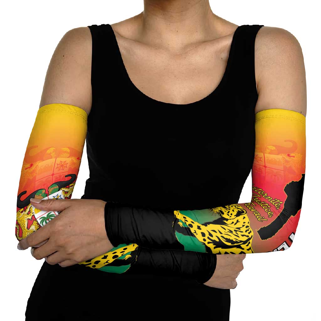 Personalized Benin National Day Arm Sleeves Leopard With Coat Of Arms - Wonder Print Shop