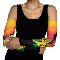 Personalized Benin National Day Arm Sleeves Leopard With Coat Of Arms - Wonder Print Shop