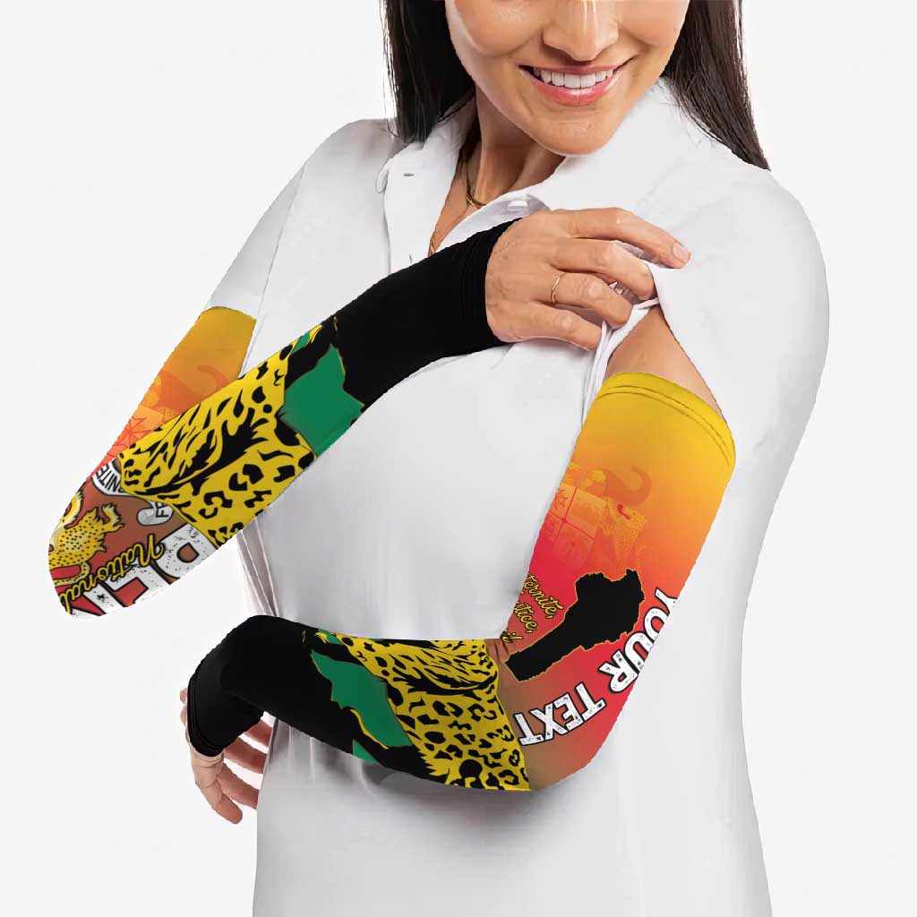 Personalized Benin National Day Arm Sleeves Leopard With Coat Of Arms - Wonder Print Shop