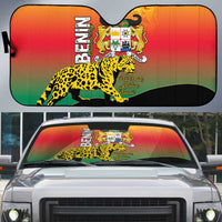Benin National Day Auto Sun Shade Leopard With Coat Of Arms - Wonder Print Shop