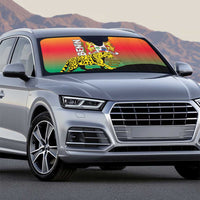 Benin National Day Auto Sun Shade Leopard With Coat Of Arms - Wonder Print Shop