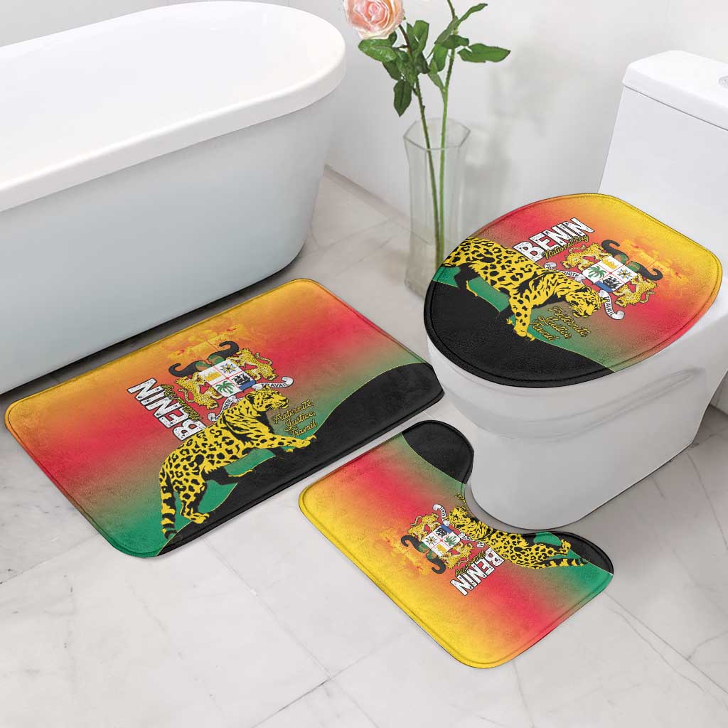 Benin National Day Bathroom Set Leopard With Coat Of Arms - Wonder Print Shop