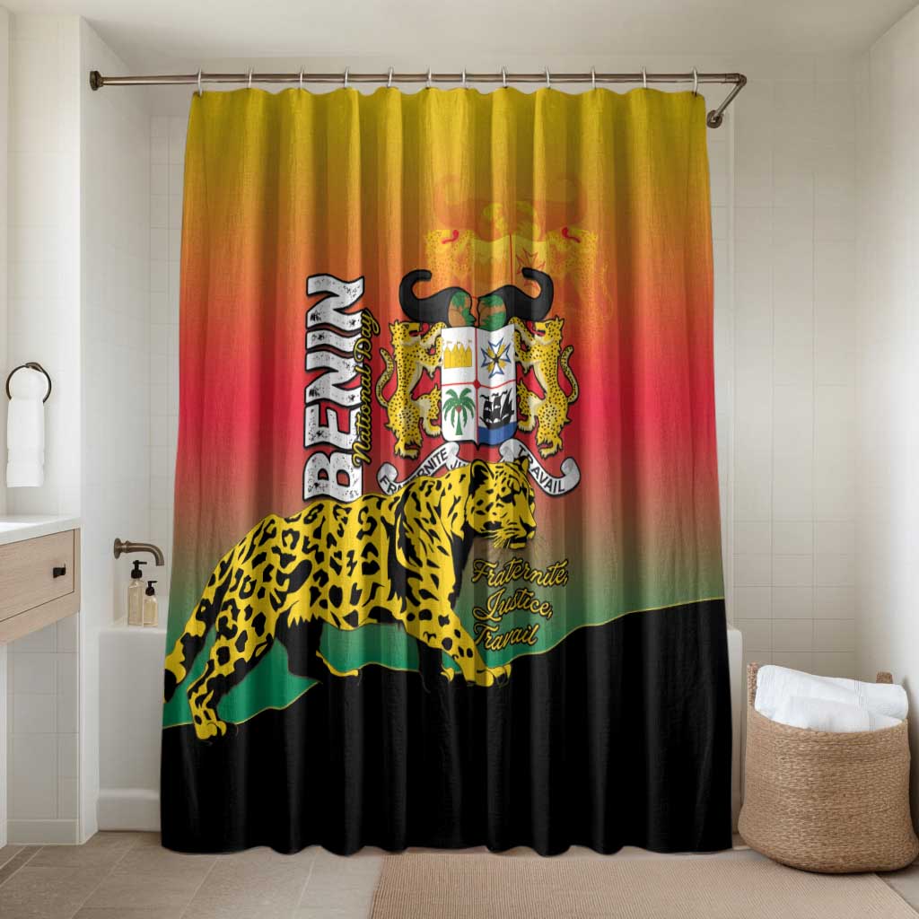 Benin National Day Bathroom Set Leopard With Coat Of Arms - Wonder Print Shop