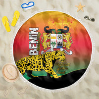Benin National Day Beach Blanket Leopard With Coat Of Arms - Wonder Print Shop