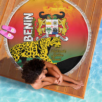 Benin National Day Beach Blanket Leopard With Coat Of Arms - Wonder Print Shop