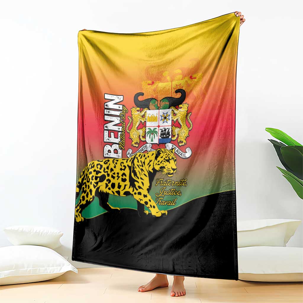 Benin National Day Blanket Leopard With Coat Of Arms - Wonder Print Shop