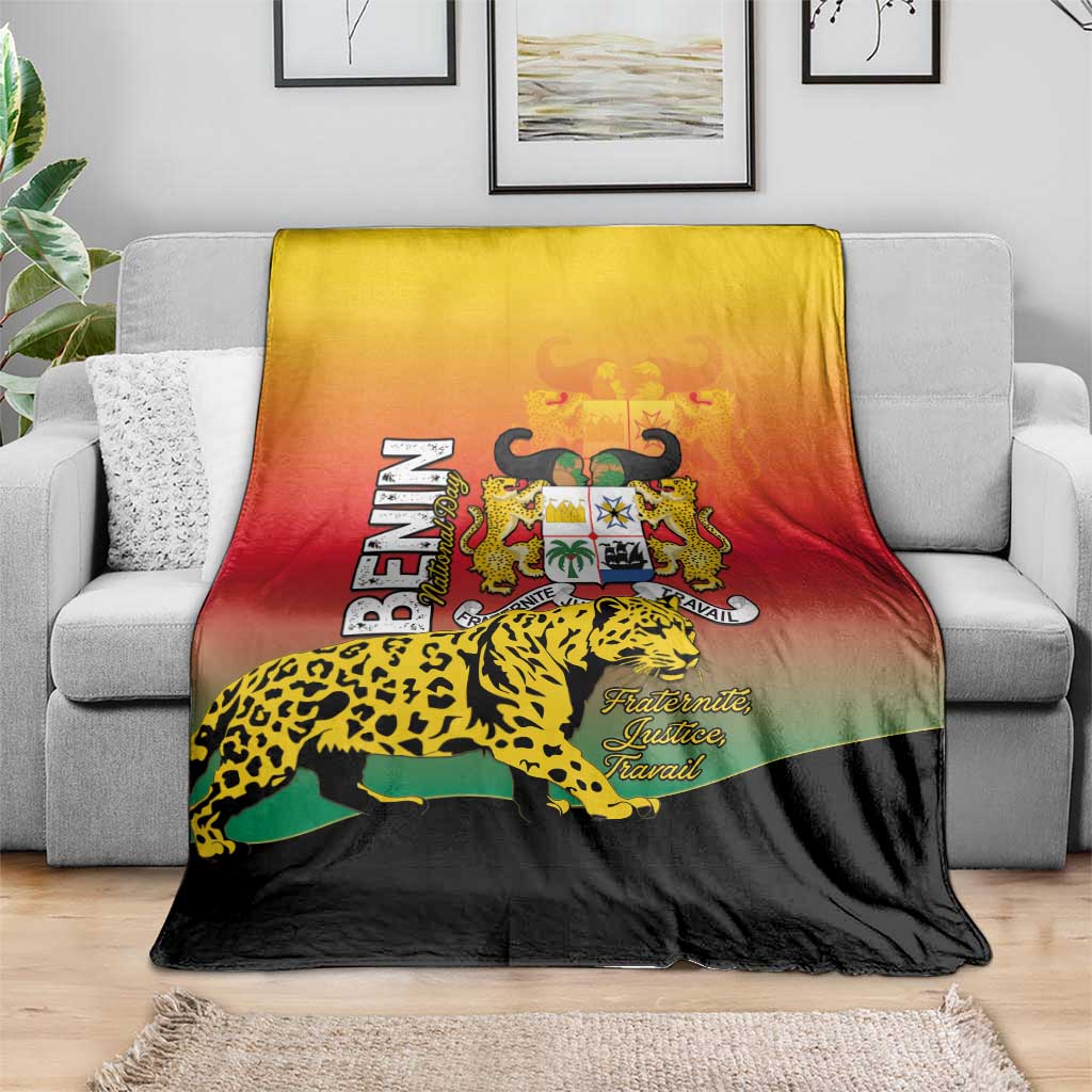 Benin National Day Blanket Leopard With Coat Of Arms - Wonder Print Shop