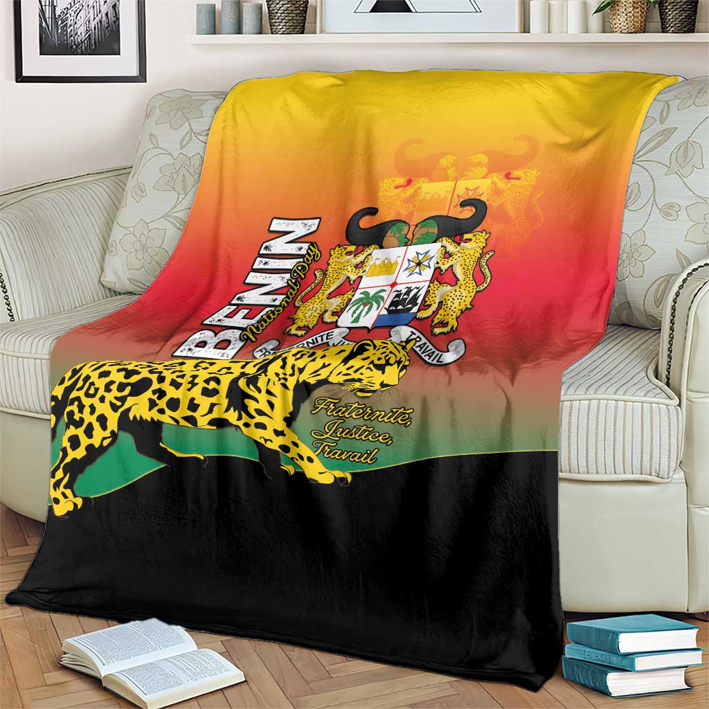 Benin National Day Blanket Leopard With Coat Of Arms - Wonder Print Shop