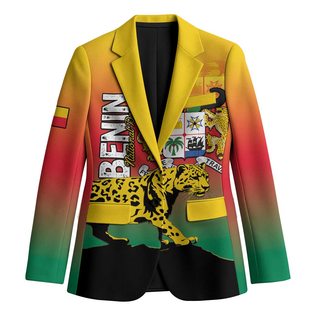 Personalized Benin National Day Blazer Leopard With Coat Of Arms - Wonder Print Shop